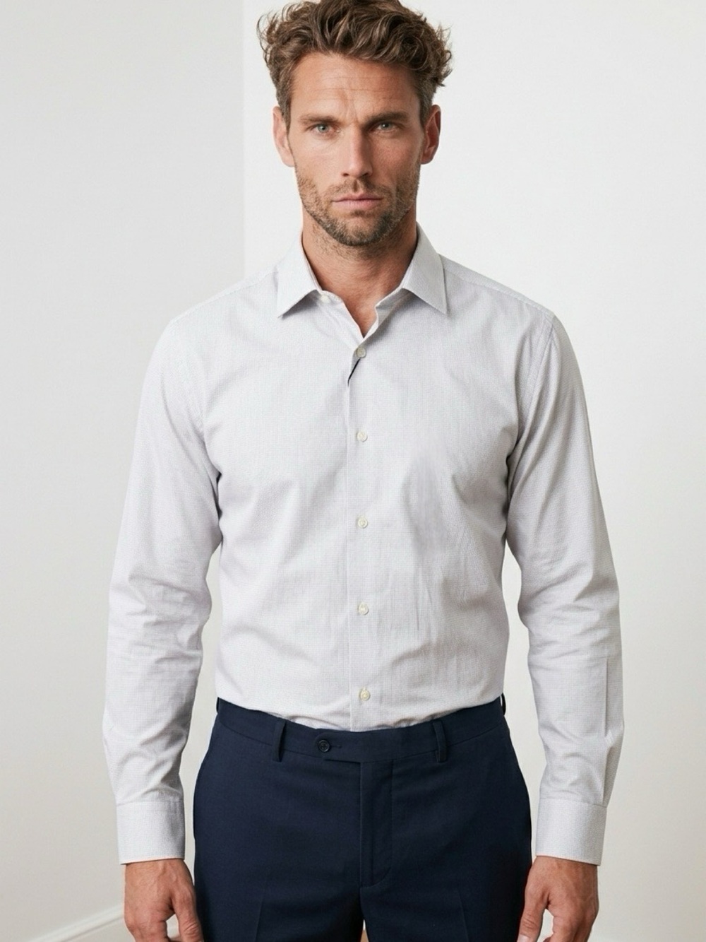 Banana Republic Athletic Fit Dress Shirt in Light Gray NWT Size Medium